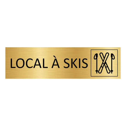 Plaque de porte Local à skis - aluminium doré - 165 x 45 mm