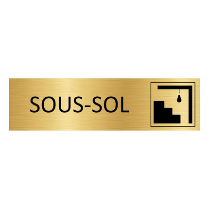 Plaque de porte Sous-sol - aluminium doré - 165 x 45 mm