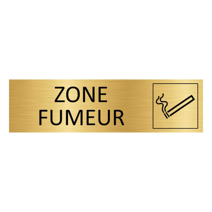 Plaque de porte Zone fumeur - aluminium doré - 165 x 45 mm
