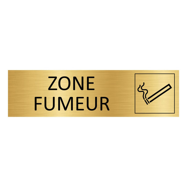 Plaque de porte Zone fumeur - aluminium doré - 165 x 45 mm
