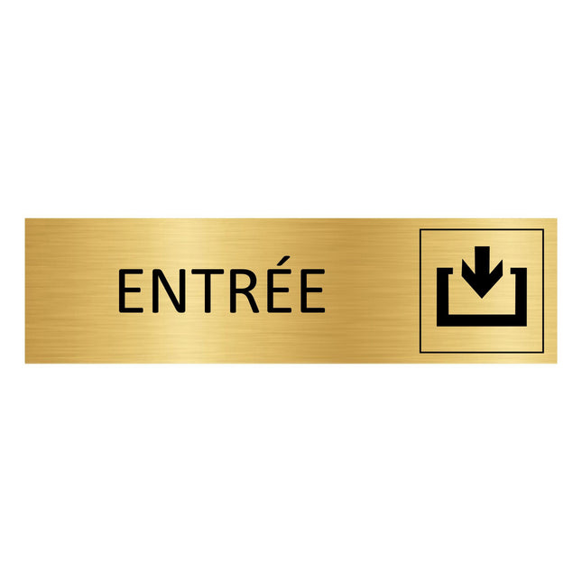Plaque de porte Entrée - aluminium doré - 165 x 45 mm