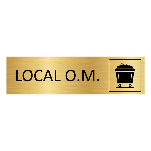 Plaque de porte Local OM - aluminium doré - 165 x 45 mm