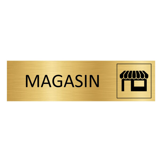 Plaque de porte Magasin - aluminium doré - 165 x 45 mm