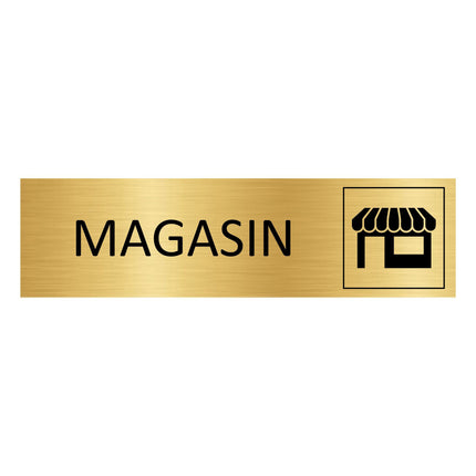Plaque de porte Magasin - aluminium doré - 165 x 45 mm