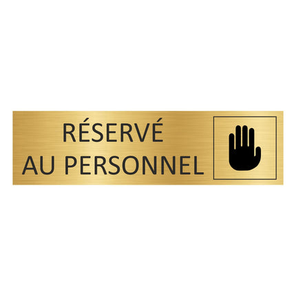 Plaque de porte Personnel - aluminium doré - 165 x 45 mm