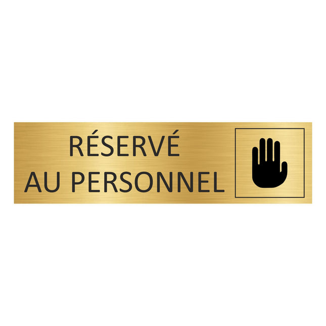 Plaque de porte Personnel - aluminium doré - 165 x 45 mm