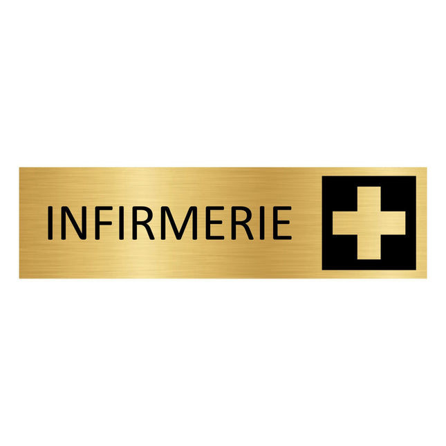 Plaque de porte Infirmerie - aluminium doré - 165 x 45 mm
