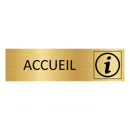 Plaque de porte Accueil - aluminium doré - 165 x 45 mm