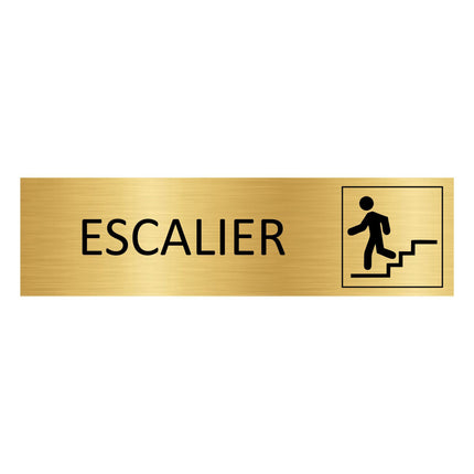 Plaque de porte Escalier - aluminium doré - 165 x 45 mm