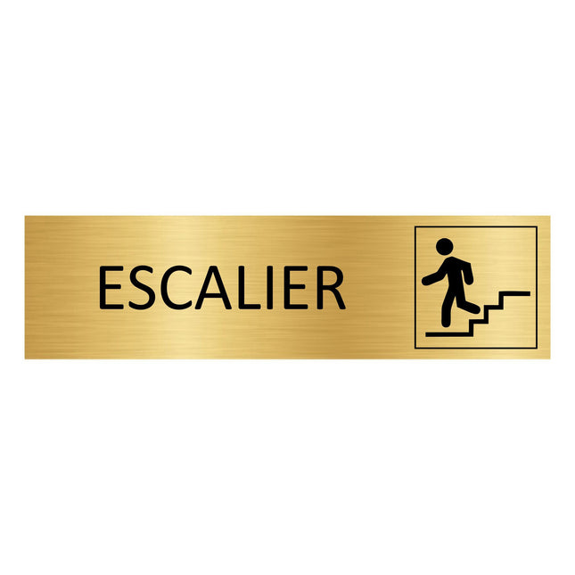 Plaque de porte Escalier - aluminium doré - 165 x 45 mm