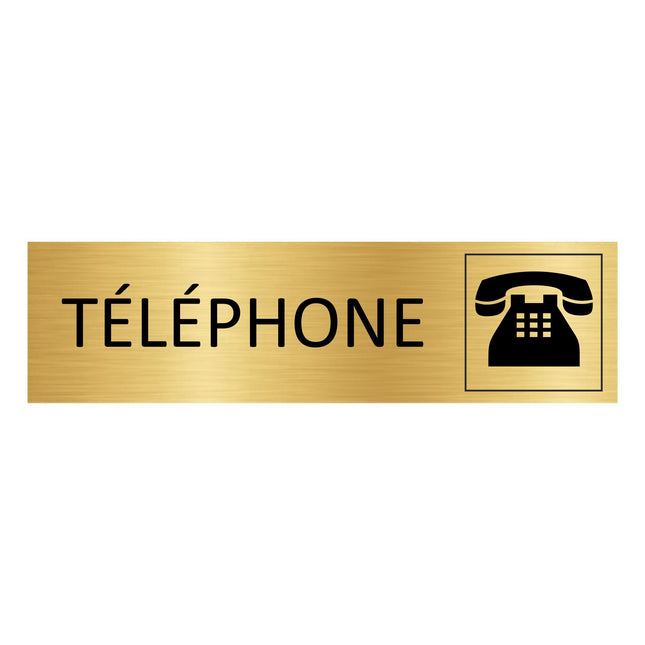 Plaque de porte Téléphone - aluminium doré - 165 x 45 mm