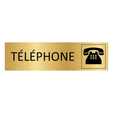 Plaque de porte Téléphone - aluminium doré - 165 x 45 mm