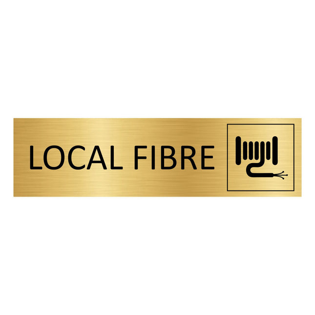 Plaque de porte Local fibre - aluminium doré - 165 x 45 mm