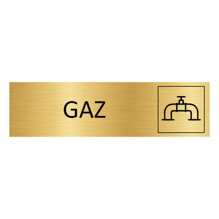 Plaque de porte Gaz - aluminium doré - 165 x 45 mm