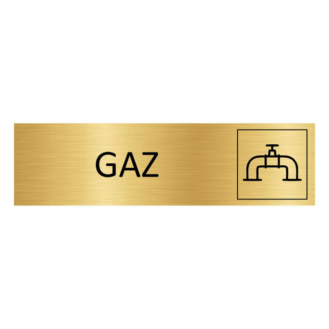 Plaque de porte Gaz - aluminium doré - 165 x 45 mm
