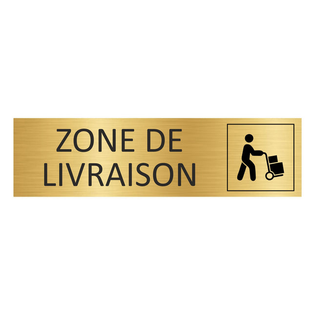 Plaque de porte Zone de livraison - aluminium doré - 165 x 45 mm
