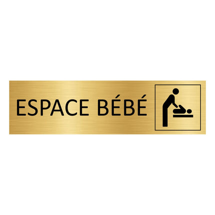 Plaque de porte Espace bébé - aluminium doré - 165 x 45 mm
