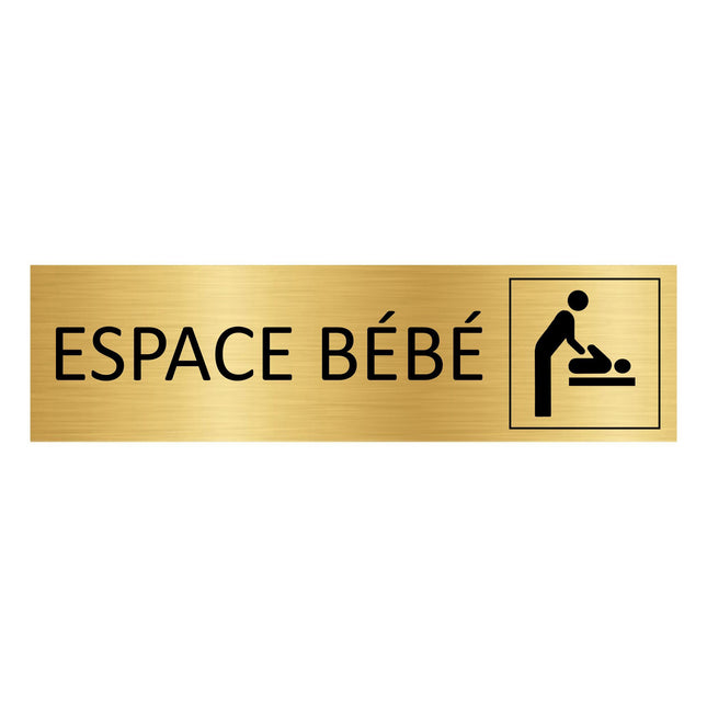 Plaque de porte Espace bébé - aluminium doré - 165 x 45 mm