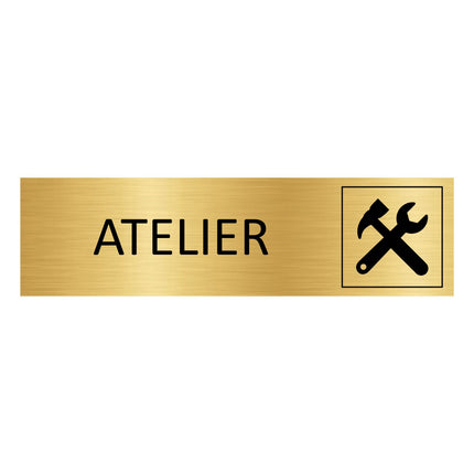 Plaque de porte Atelier - aluminium doré - 165 x 45 mm