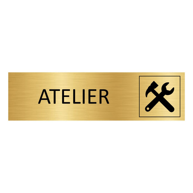 Plaque de porte Atelier - aluminium doré - 165 x 45 mm