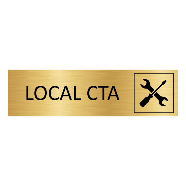 Plaque de porte Local CTA - aluminium doré - 165 x 45 mm