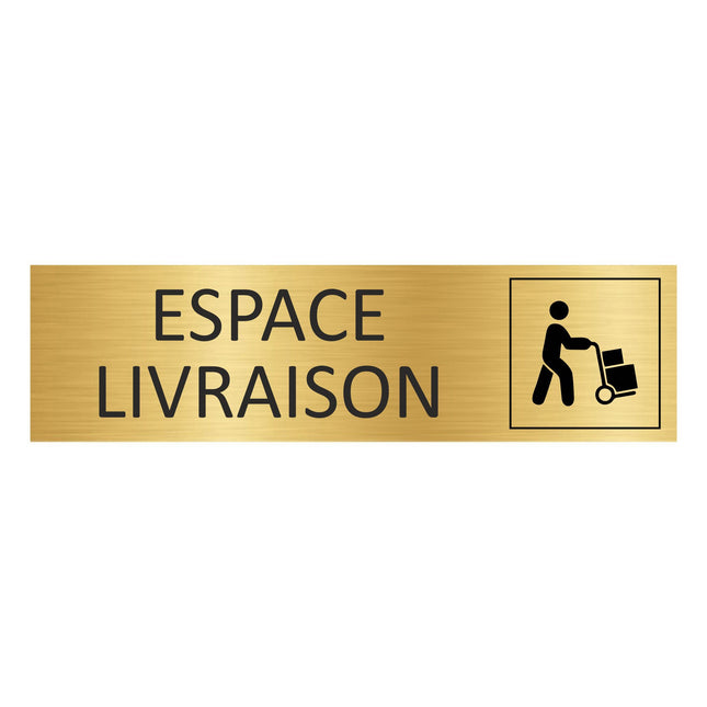 Plaque de porte Espace livraison - aluminium doré - 165 x 45 mm