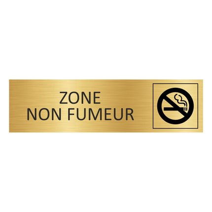 Plaque de porte Zone non fumeur - aluminium doré - 165 x 45 mm