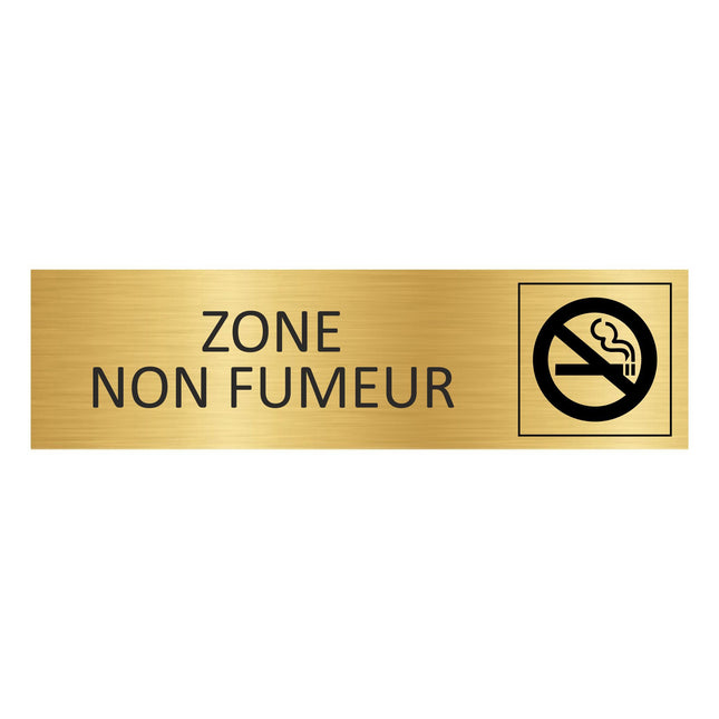 Plaque de porte Zone non fumeur - aluminium doré - 165 x 45 mm