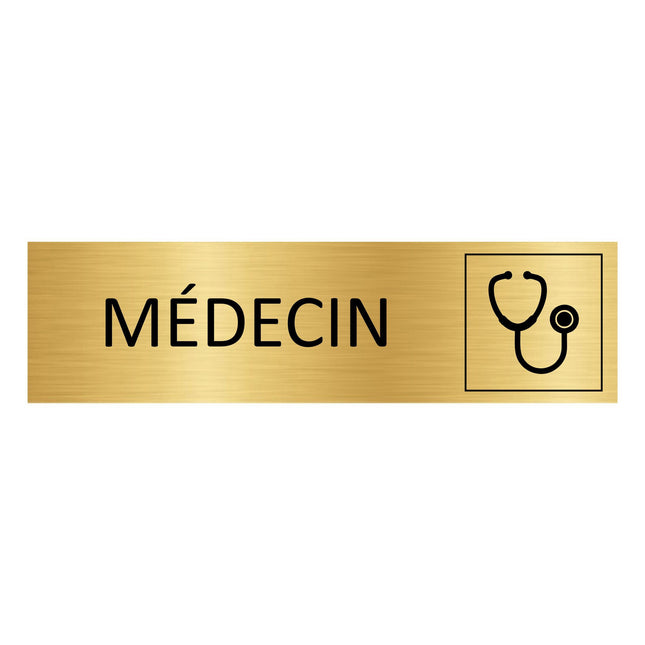 Plaque de porte Médecin - aluminium doré - 165 x 45 mm