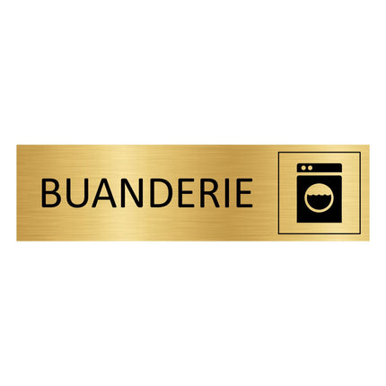 Plaque de porte Buanderie - aluminium doré - 165 x 45 mm