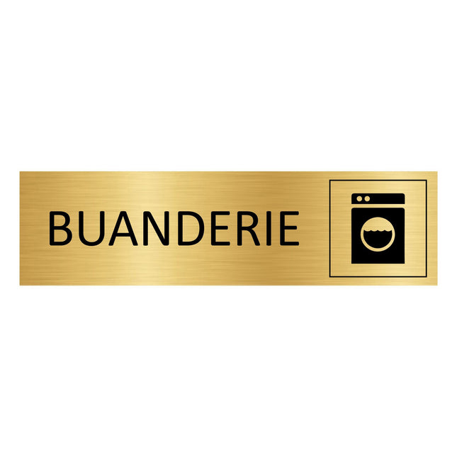 Plaque de porte Buanderie - aluminium doré - 165 x 45 mm