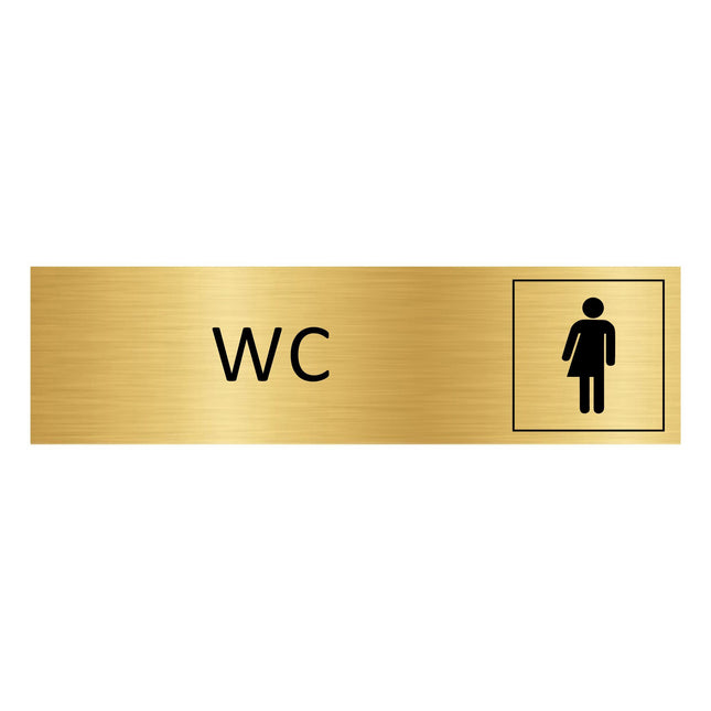 Plaque de porte WC non genrés -  aluminium doré - 165 x 45 mm