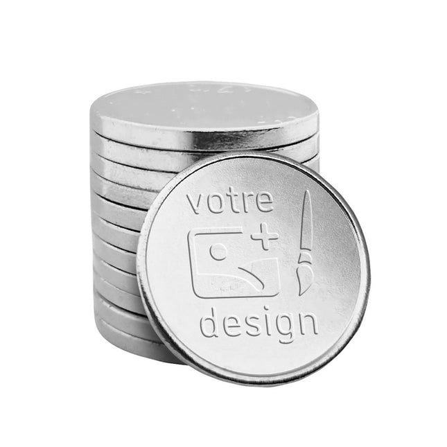 Jetons caddie personnalisés acier nickelé format 1,00 € - 1000 pièces