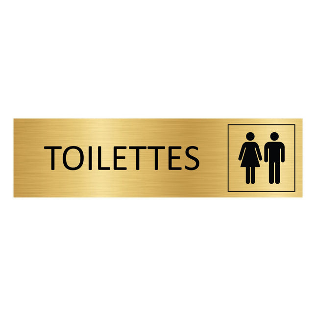 Plaque de porte Toilettes - aluminium doré - 165 x 45 mm