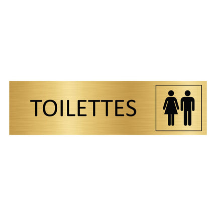 Plaque de porte Toilettes - aluminium doré - 165 x 45 mm