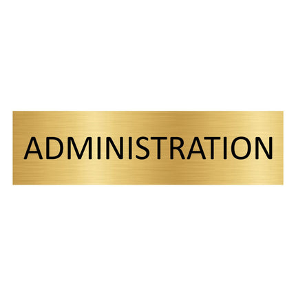 Plaque de porte Administration -  aluminium doré - 165 x 45 mm
