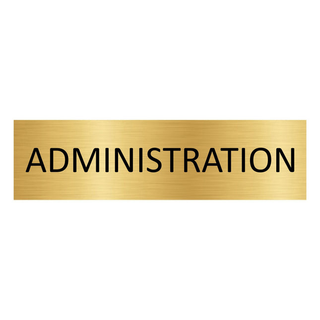 Plaque de porte Administration -  aluminium doré - 165 x 45 mm