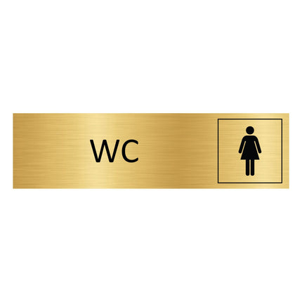 Plaque de porte WC Femmes -  aluminium doré - 165 x 45 mm
