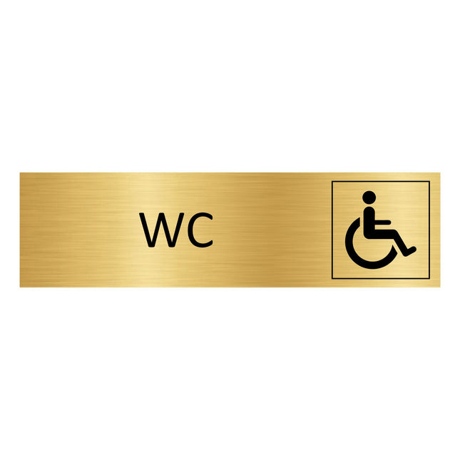 Plaque de porte WC Accessibles -  aluminium doré- 165 x 45 mm