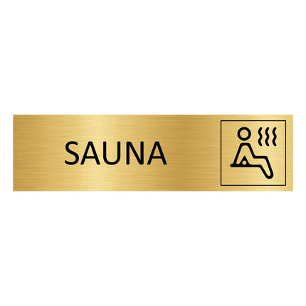 Plaque de porte Sauna -  aluminium doré - 165 x 45 mm
