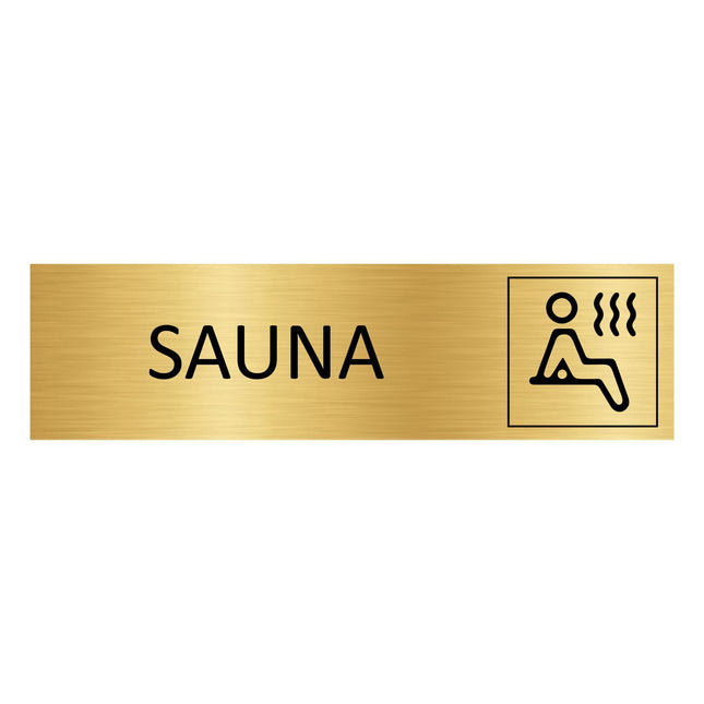 Plaque de porte Sauna -  aluminium doré - 165 x 45 mm