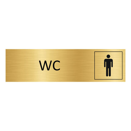 Plaque de porte WC Hommes -  aluminium doré - 165 x 45 mm