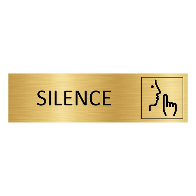 Plaque de porte Silence - aluminium doré - 165 x 45 mm