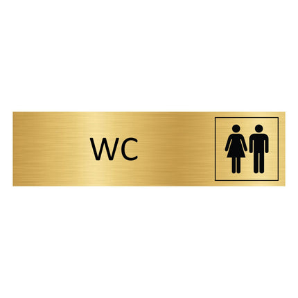 Plaque de porte WC -  aluminium doré - 165 x 45 mm