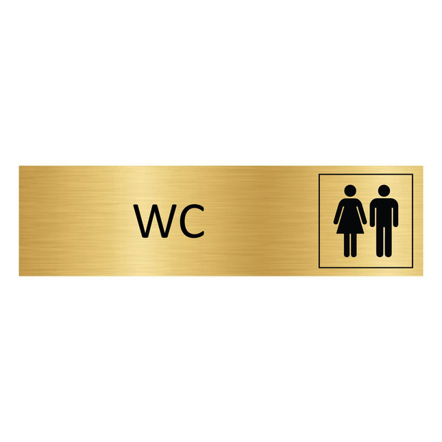 Plaque de porte WC -  aluminium doré - 165 x 45 mm