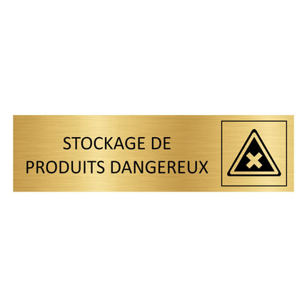 Plaque de porte  Stockage de produits dangereux - aluminium doré - 165 x 45 mm