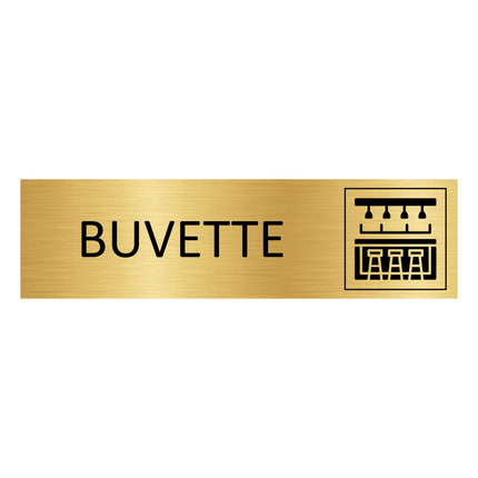 Plaque de porte Buvette - aluminium doré - 165 x 45 mm
