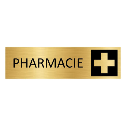 Plaque de porte Pharmacie - aluminium doré - 165 x 45 mm