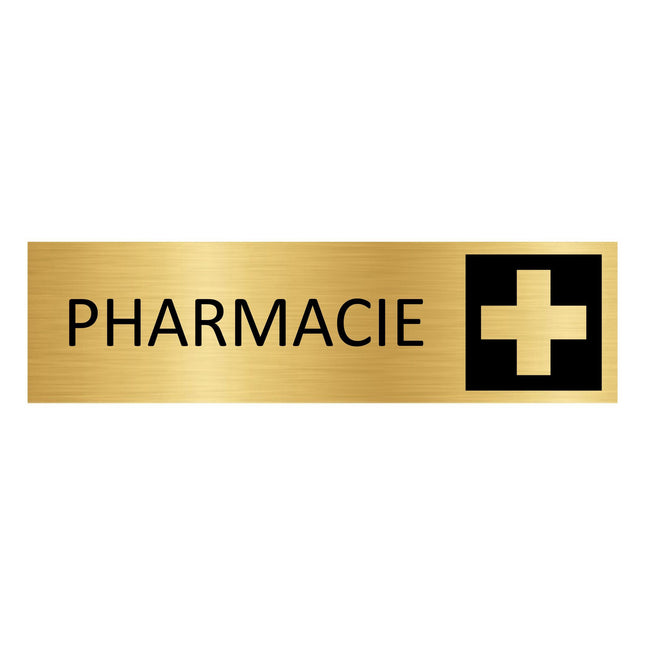 Plaque de porte Pharmacie - aluminium doré - 165 x 45 mm