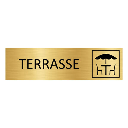 Plaque de porte Terrasse - aluminium doré - 165 x 45 mm